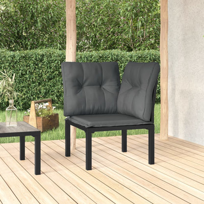 vidaXL Chaise d'angle de jardin avec coussins résine tressée noir et gris