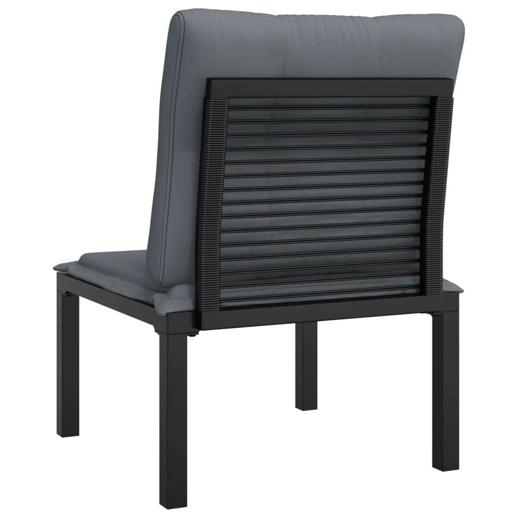 vidaXL Gartenstuhl mit Kissen Schwarz und Grau Poly Rattan