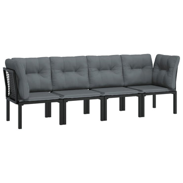 vidaXL Ensemble de mobilier de jardin 4 pcs Noir et gris Résine tressée