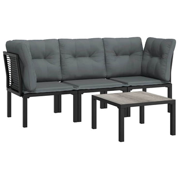 vidaXL Ensemble de mobilier de jardin 4 pcs Noir et gris Résine tressée