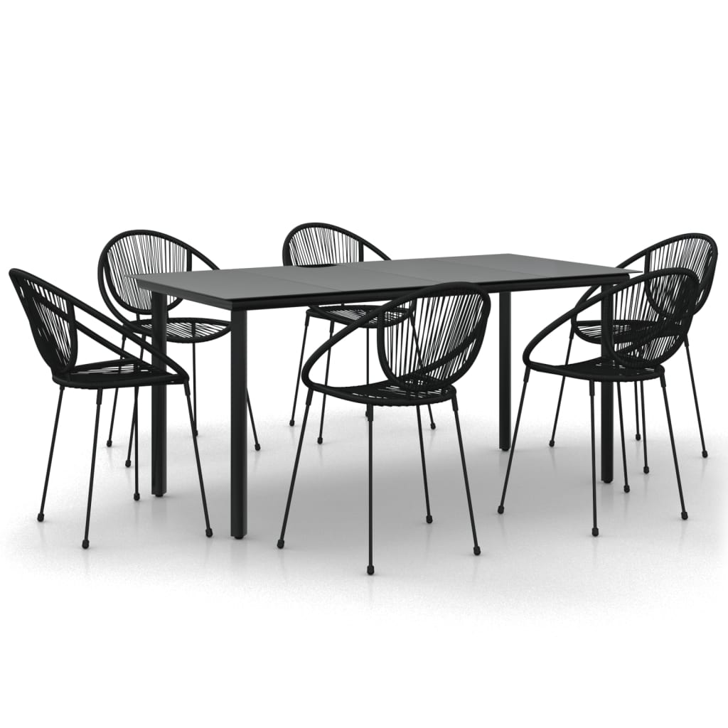 vidaXL 7-tlg. Garten-Essgruppe Schwarz PVC-Rattan