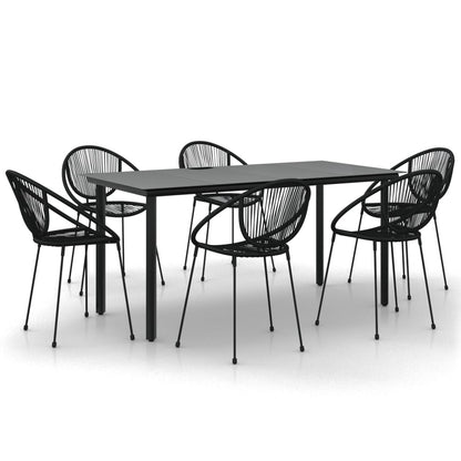 vidaXL 7-tlg. Garten-Essgruppe Schwarz PVC-Rattan