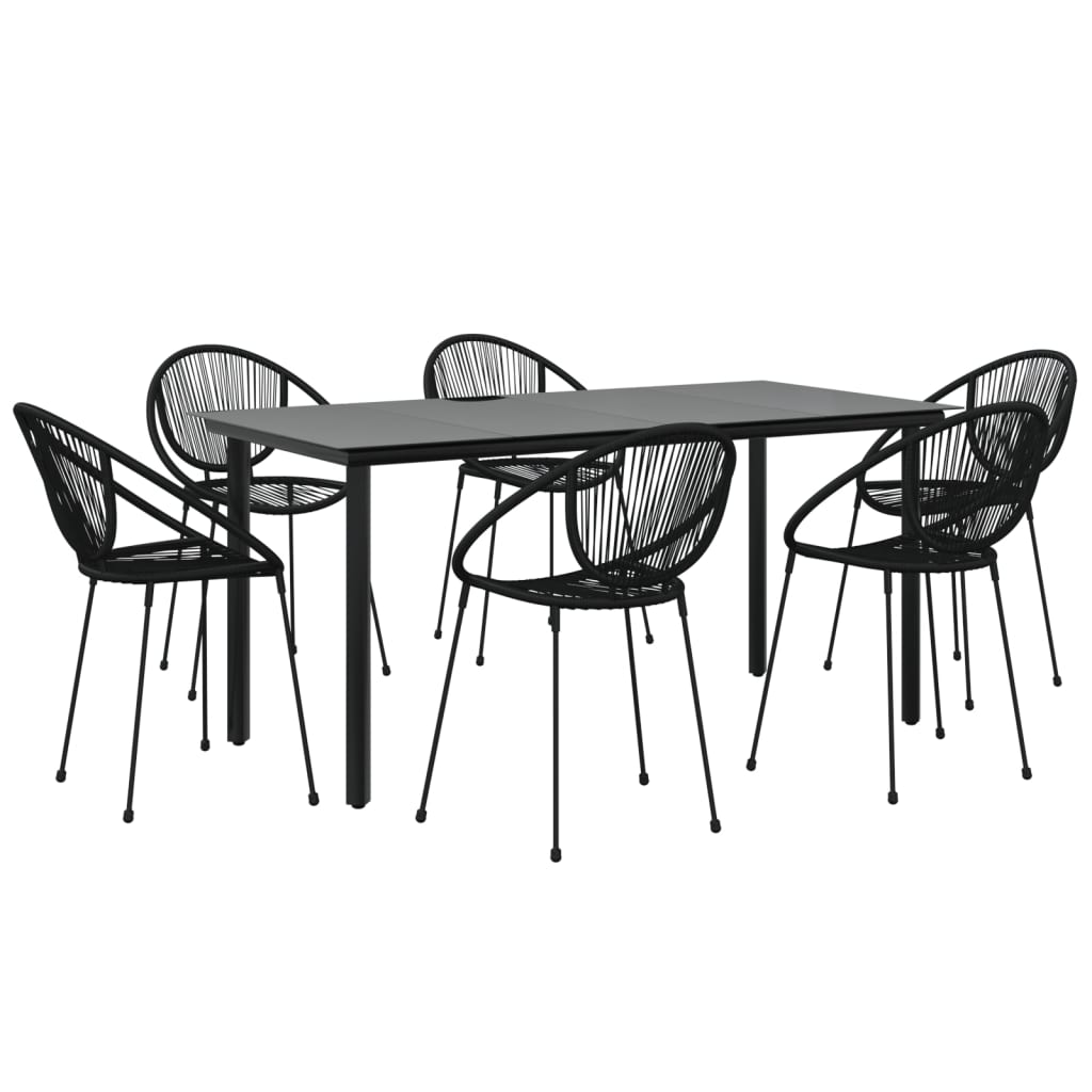 vidaXL 7-tlg. Garten-Essgruppe Schwarz PVC-Rattan