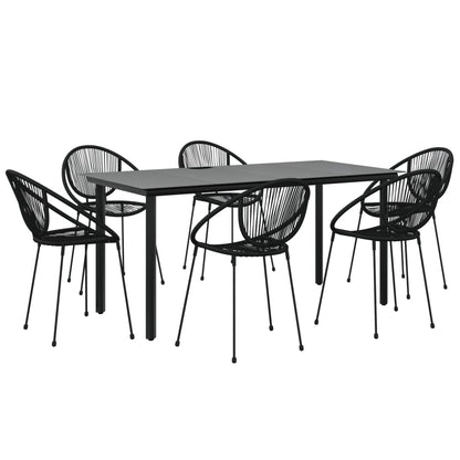 vidaXL 7-tlg. Garten-Essgruppe Schwarz PVC-Rattan