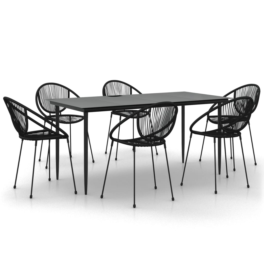 vidaXL 7-tlg. Garten-Essgruppe Schwarz PVC-Rattan