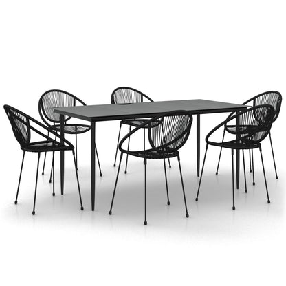 vidaXL 7-tlg. Garten-Essgruppe Schwarz PVC-Rattan