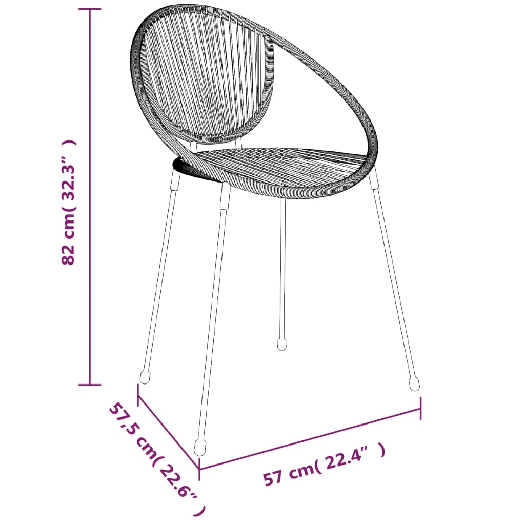 vidaXL 7-tlg. Garten-Essgruppe Schwarz PVC-Rattan