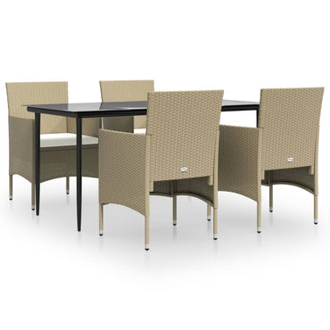 vidaXL 5-tlg. Garten-Essgruppe mit Kissen Beige und Schwarz
