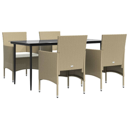 vidaXL 5-tlg. Garten-Essgruppe mit Kissen Beige und Schwarz