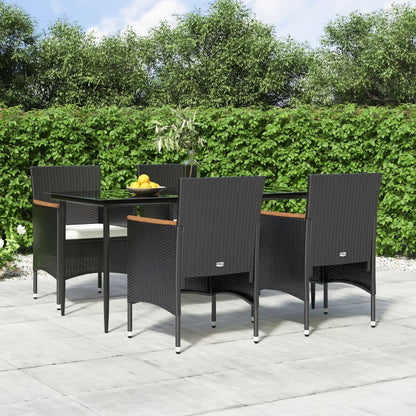 vidaXL 5-tlg. Garten-Essgruppe mit Kissen Schwarz