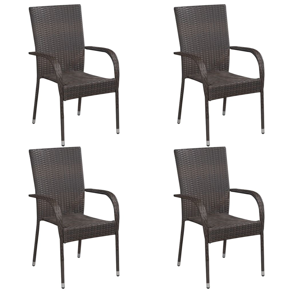 vidaXL 5-tlg. Garten-Essgruppe Braun Poly Rattan