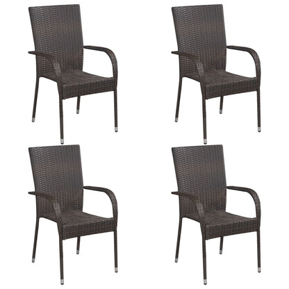 vidaXL 5-tlg. Garten-Essgruppe Braun Poly Rattan