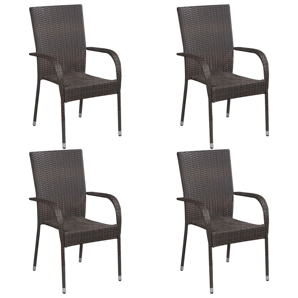 vidaXL 5-tlg. Garten-Essgruppe Braun Poly Rattan