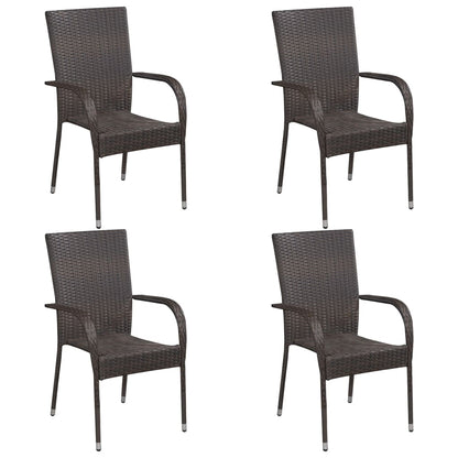 vidaXL 5-tlg. Garten-Essgruppe Braun Poly Rattan
