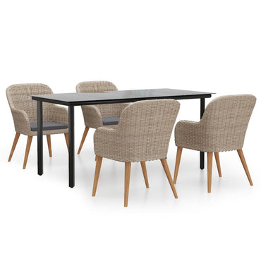 vidaXL Ensemble repas de jardin 5 pcs avec coussins Marron