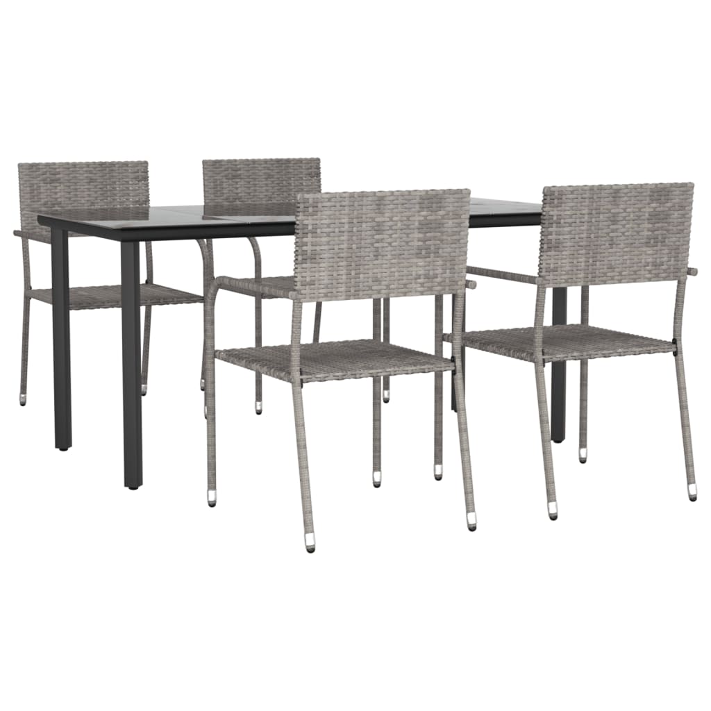 vidaXL 5-tlg. Garten-Essgruppe Grau Poly Rattan