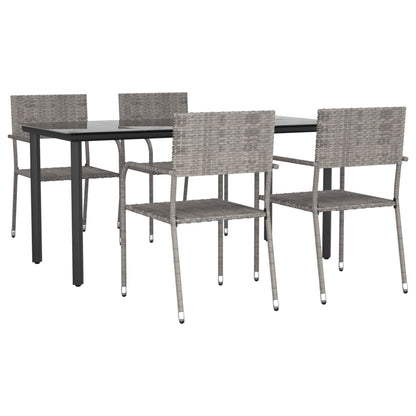 vidaXL 5-tlg. Garten-Essgruppe Grau Poly Rattan