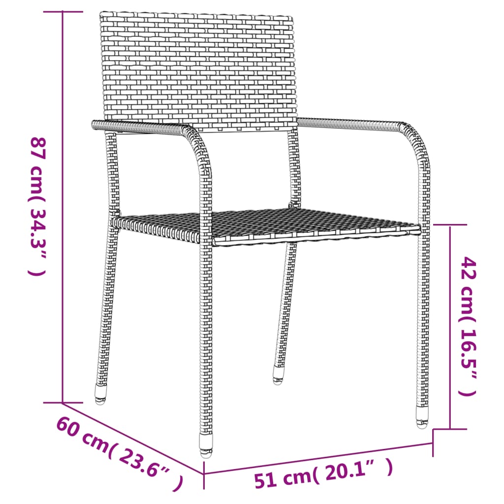 vidaXL 5-tlg. Garten-Essgruppe Grau Poly Rattan