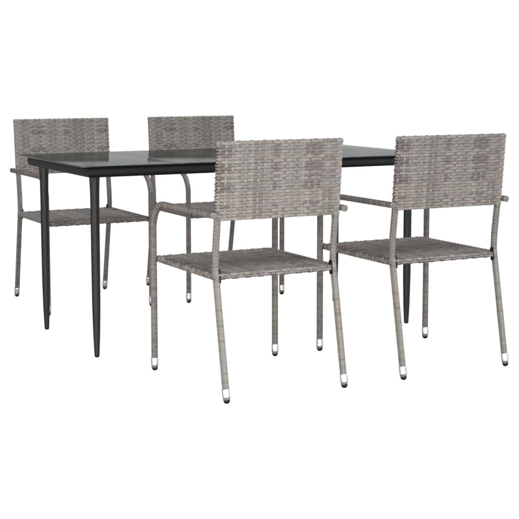 vidaXL 5-tlg. Garten-Essgruppe Grau Poly Rattan