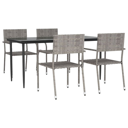 vidaXL 5-tlg. Garten-Essgruppe Grau Poly Rattan