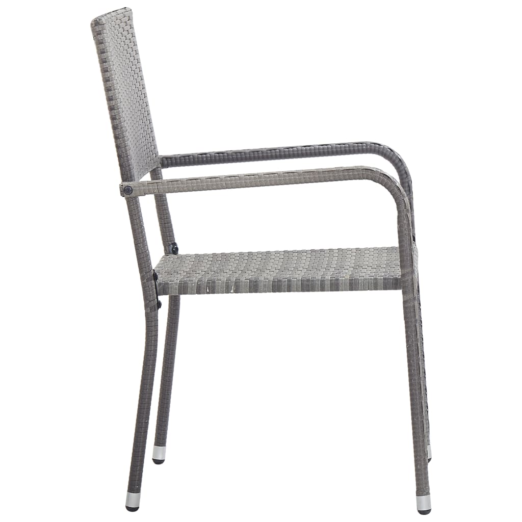 vidaXL 5-tlg. Garten-Essgruppe Grau Poly Rattan