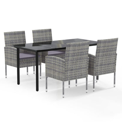 vidaXL 5-tlg. Garten-Essgruppe mit Kissen Anthrazit Poly Rattan