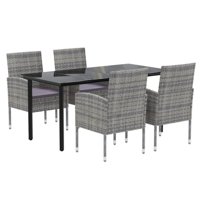 vidaXL 5-tlg. Garten-Essgruppe mit Kissen Anthrazit Poly Rattan