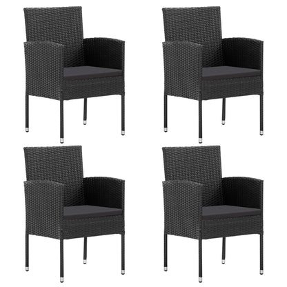 vidaXL 5-tlg. Garten-Essgruppe mit Kissen Schwarz Poly Rattan