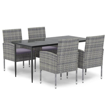 vidaXL 5-tlg. Garten-Essgruppe mit Kissen Anthrazit Poly Rattan