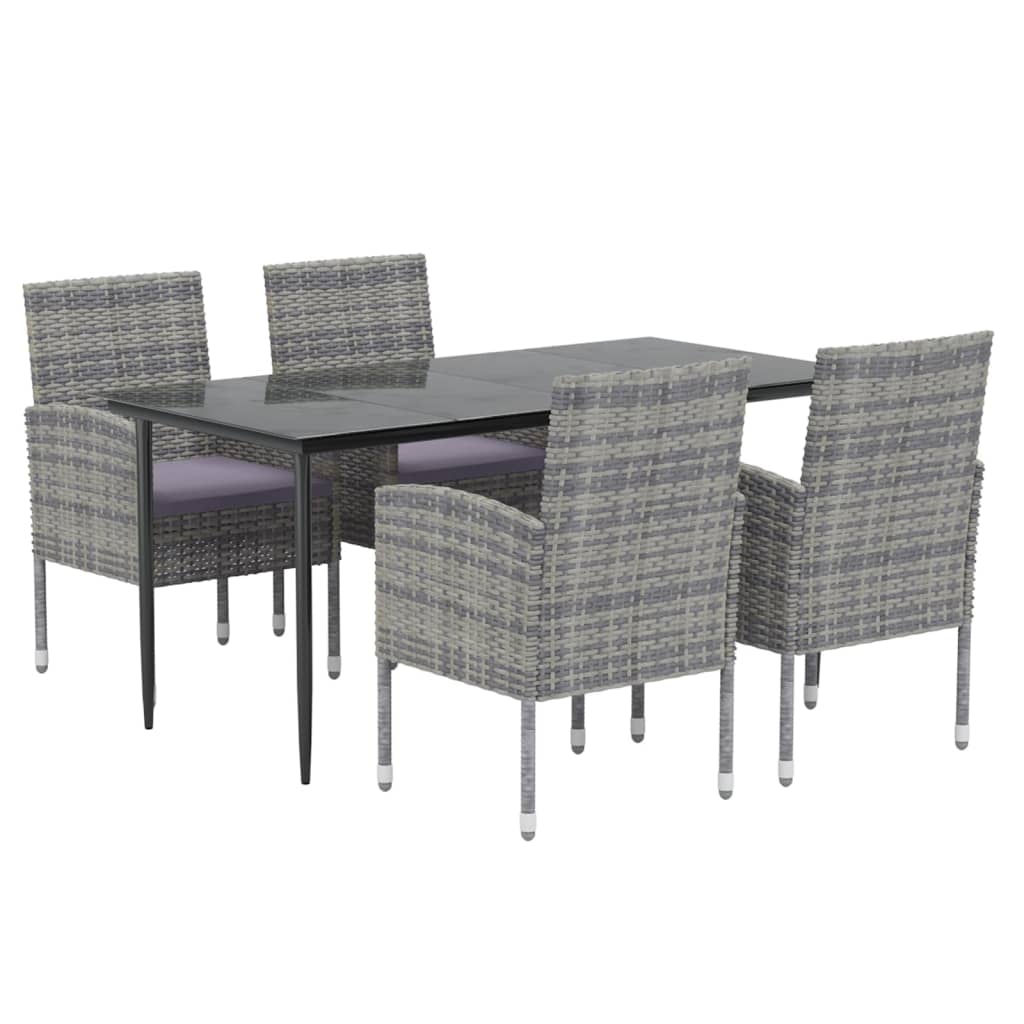 vidaXL 5-tlg. Garten-Essgruppe mit Kissen Anthrazit Poly Rattan