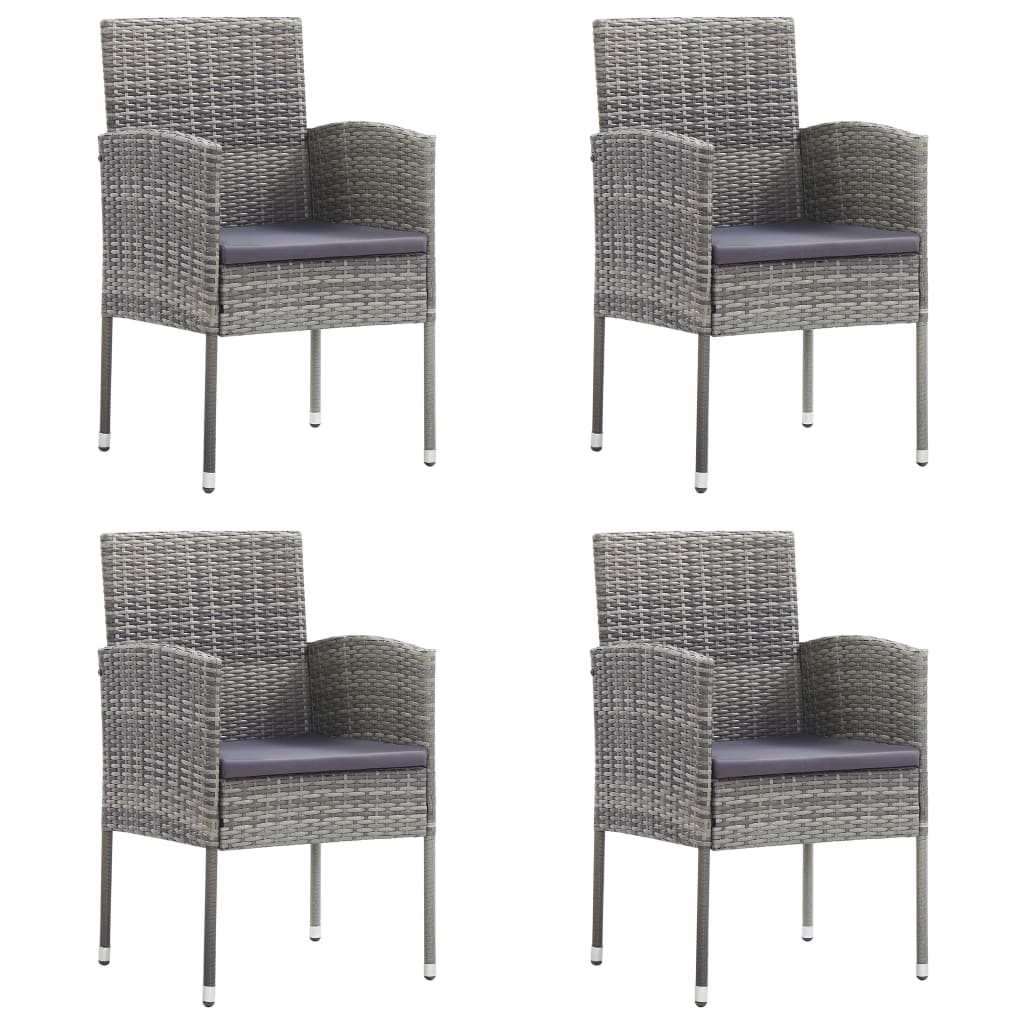 vidaXL 5-tlg. Garten-Essgruppe mit Kissen Anthrazit Poly Rattan