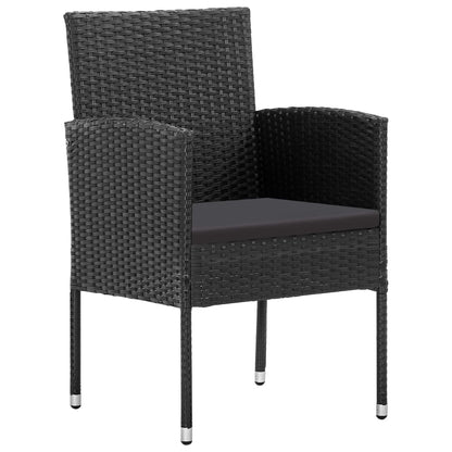 vidaXL 5-tlg. Garten-Essgruppe mit Kissen Schwarz Poly Rattan