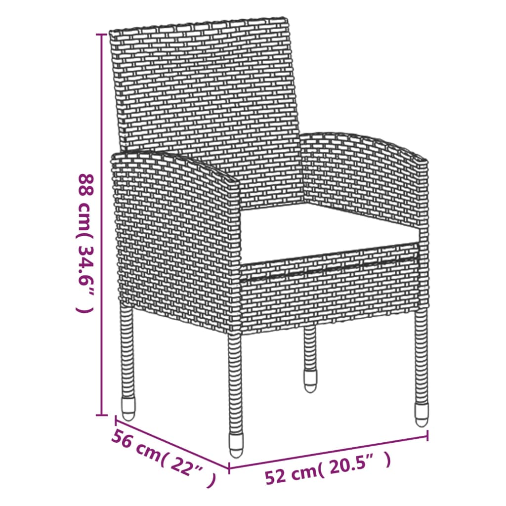 vidaXL 5-tlg. Garten-Essgruppe mit Kissen Schwarz Poly Rattan