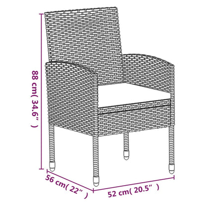 vidaXL 5-tlg. Garten-Essgruppe mit Kissen Schwarz Poly Rattan