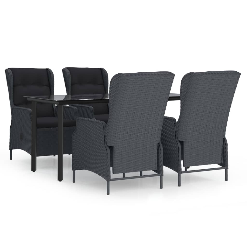 vidaXL Salon de jardin à dîner 5 pcs Résine tressée Gris foncé