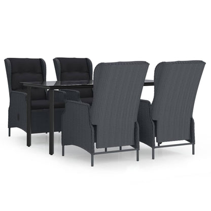 vidaXL Salon de jardin à dîner 5 pcs Résine tressée Gris foncé