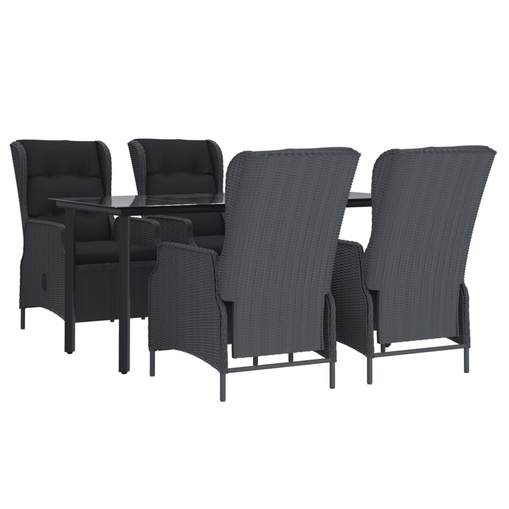 vidaXL Salon de jardin à dîner 5 pcs Résine tressée Gris foncé