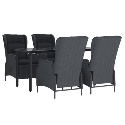 vidaXL Salon de jardin à dîner 5 pcs Résine tressée Gris foncé
