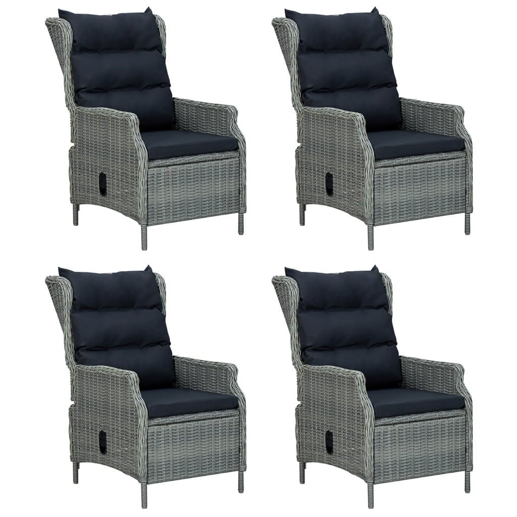 vidaXL 5-tlg. Garten-Essgruppe Hellgrau Poly Rattan