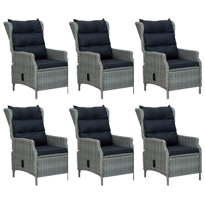 vidaXL 7-tlg. Garten-Essgruppe Hellgrau Poly Rattan