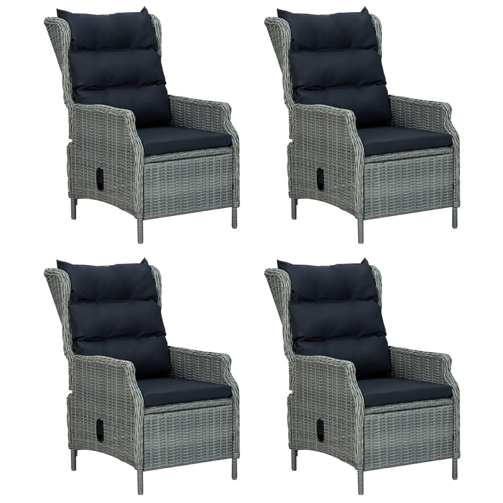 vidaXL 5-tlg. Garten-Essgruppe Hellgrau Poly Rattan