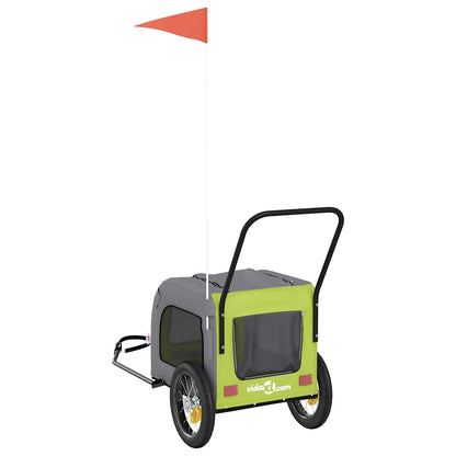 Fahrradanhänger für Haustiere mit Speicher Grün und Grau