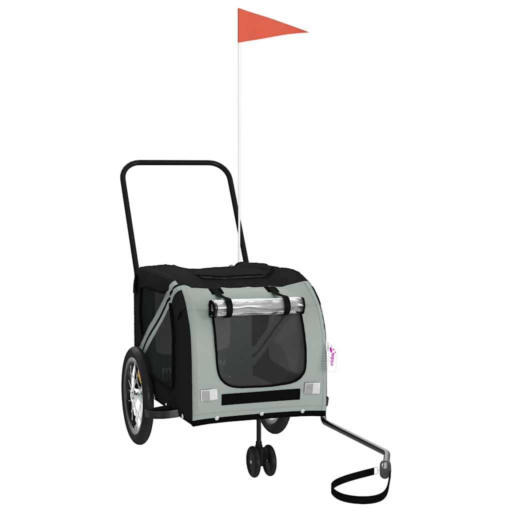 Fahrradanhänger Hunde Grau und Schwarz Oxford-Gewebe und Eisen