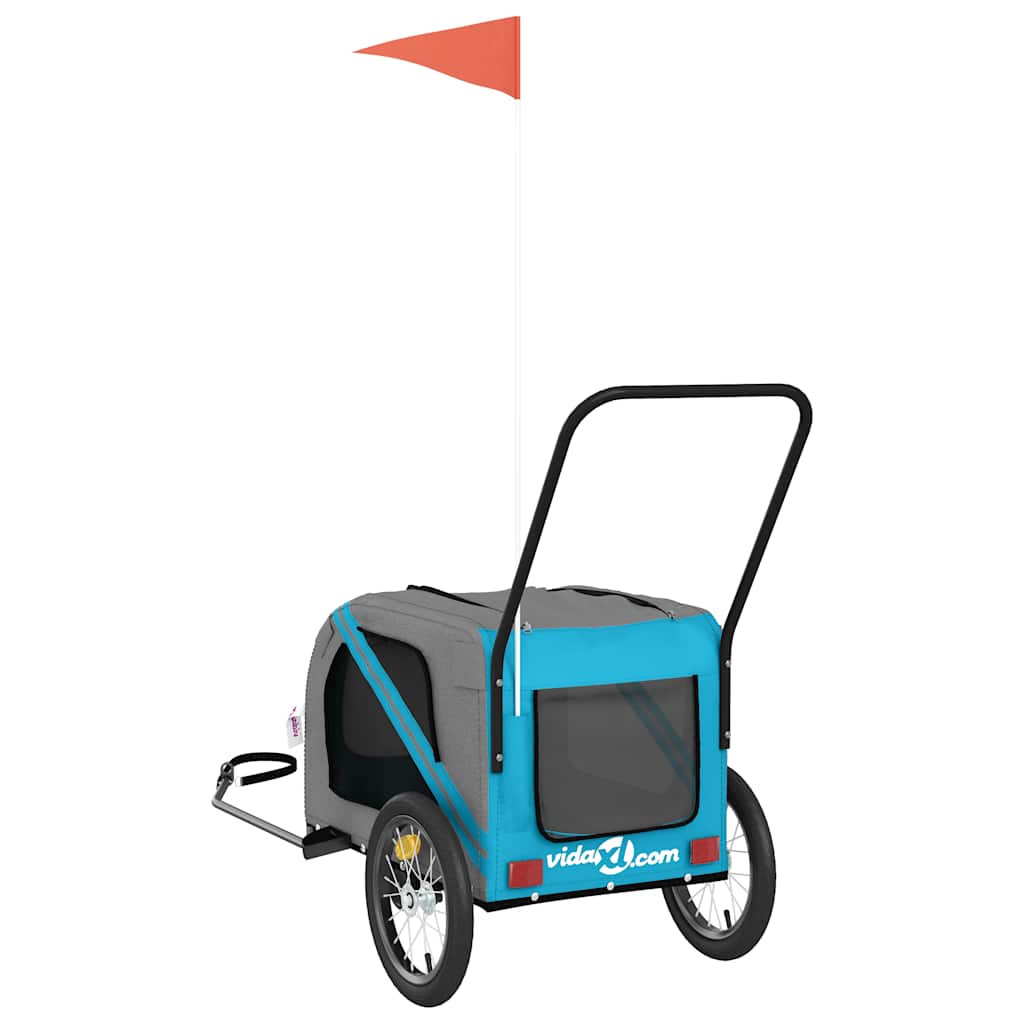 Fahrradanhänger Hunde Blau und Grau Oxford-Gewebe und Eisen