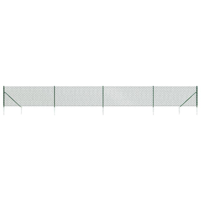 vidaXL Clôture grillagée avec manchons de terre vert 0,8x10 m
