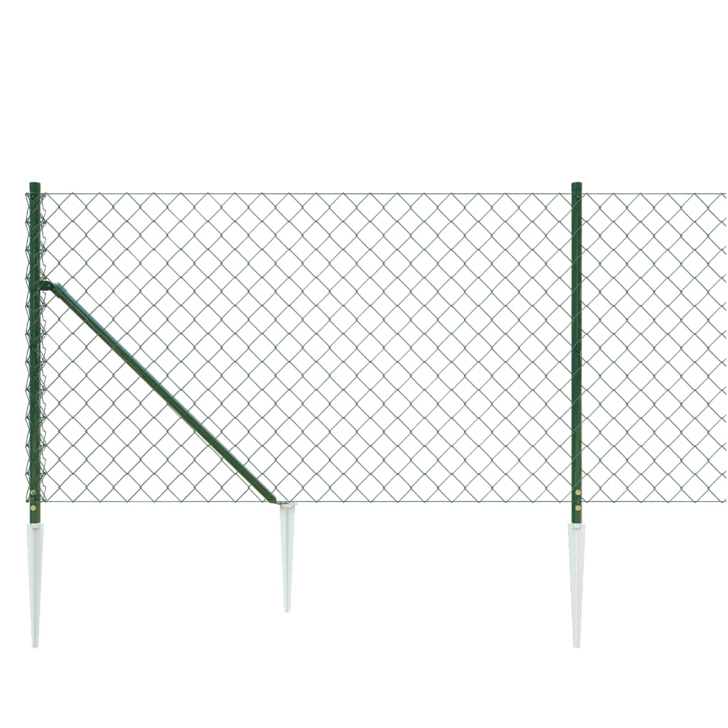 vidaXL Clôture grillagée avec manchons de terre vert 0,8x10 m