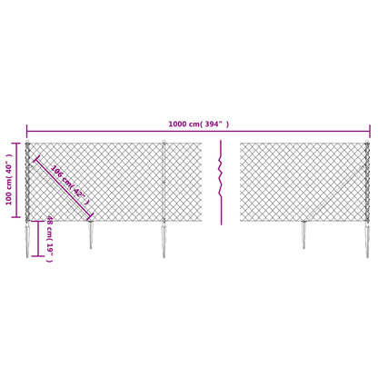 vidaXL Grillage avec manchons de sol vert 1x10 m