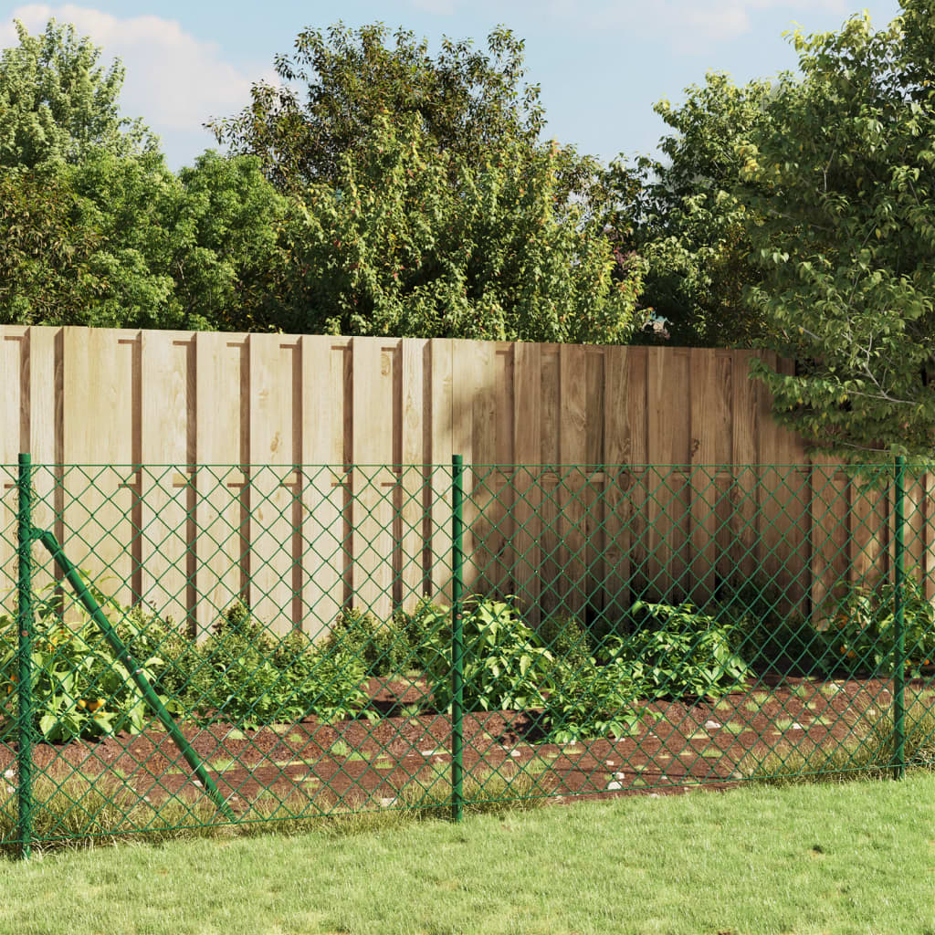 vidaXL Grillage avec manchons de sol vert 1x10 m