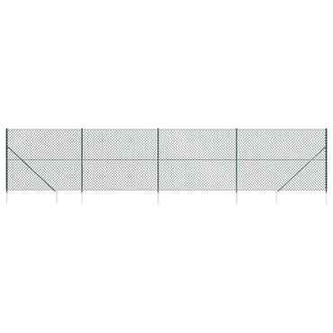 vidaXL Maschendrahtzaun mit Bodenhülsen Grün 1,6x10 m