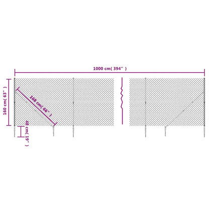 vidaXL Grillage avec manchons de sol vert 1,6 x 10 m